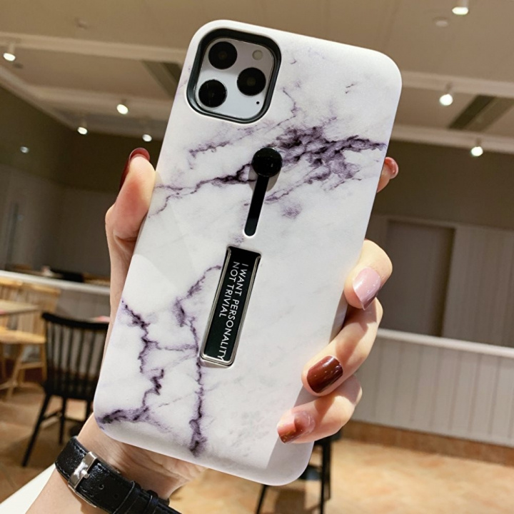 Fashion case with finger holder - iPhone 12 Pro Max, White marble in the group SMARTPHONE & TABLETS / Phone cases / Apple / iPhone 12 Pro at TP E-commerce Nordic AB (A20852)