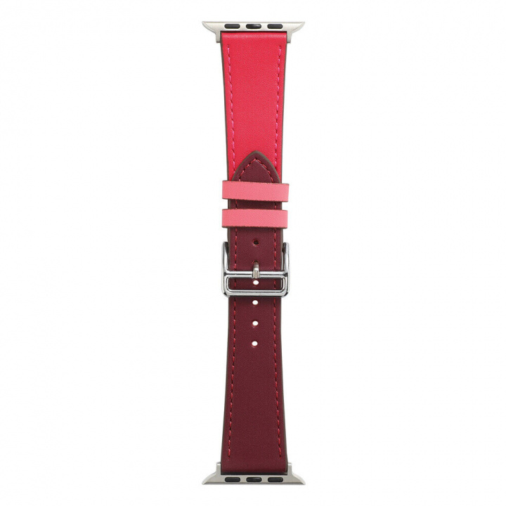 Armband i PU-läder till Apple Watch 42/44mm, Brun/rosa in the group SMARTPHONE & TABLETS / Excercise, home & leisure / Apple Watch & Accessories / Accessories at TP E-commerce Nordic AB (A20879)