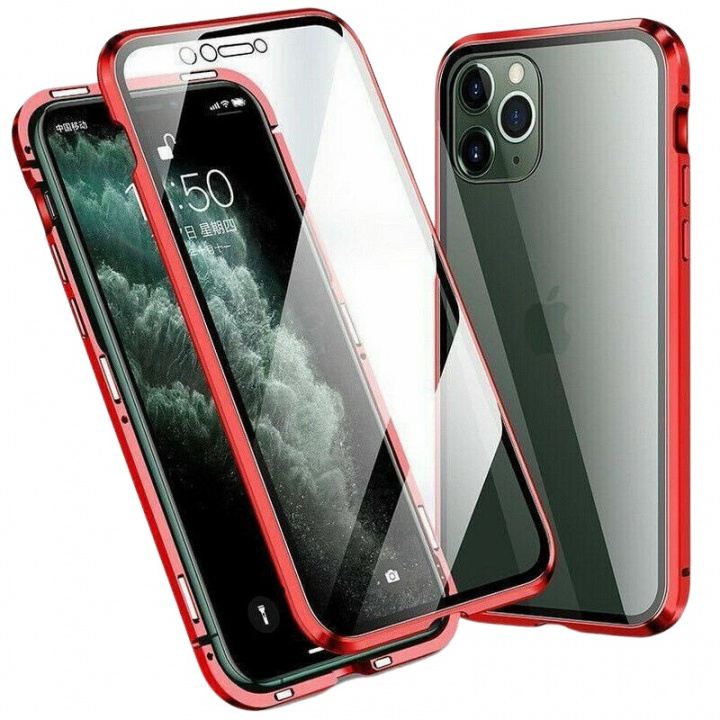 Genomskinligt Iphone 12 Pro Max magnetiskt skal i glas, Röd in the group SMARTPHONE & TABLETS / Phone cases / Apple / iPhone 12 Pro at TP E-commerce Nordic AB (A20888)