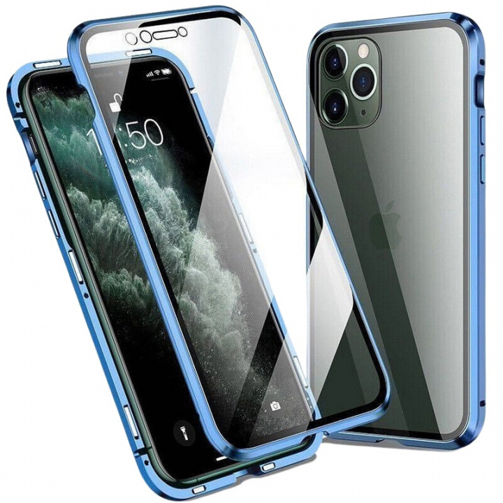 Genomskinligt Iphone 12 Pro Max magnetiskt skal i glas, Blå in the group SMARTPHONE & TABLETS / Phone cases / Apple / iPhone 12 Pro at TP E-commerce Nordic AB (A20892)