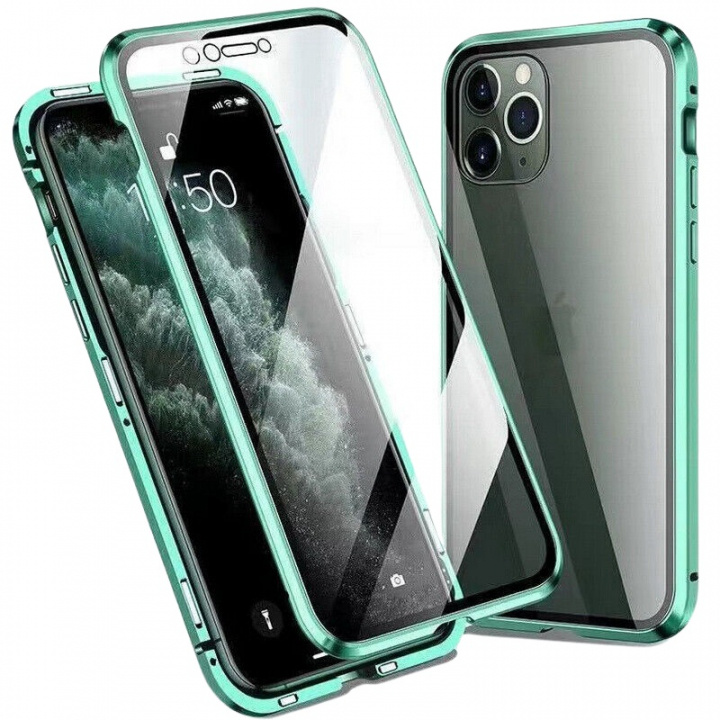Genomskinligt Iphone 12 Mini magnetiskt skal i glas, Grön in the group SMARTPHONE & TABLETS / Phone cases / Apple / iPhone 12 Mini / Cases at TP E-commerce Nordic AB (A20901)