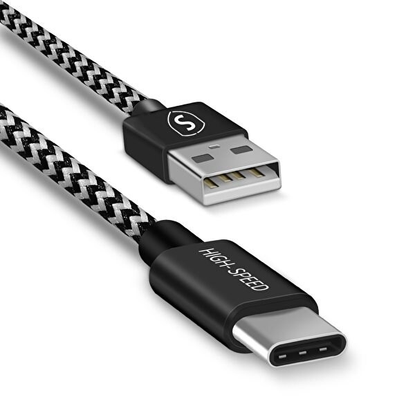 SiGN Skin USB-C-kabel 2.1A 0,25 m - Svart/Vit in the group SMARTPHONE & TABLETS / Chargers & Cables / Cables / Cables Type C at TP E-commerce Nordic AB (A21242)