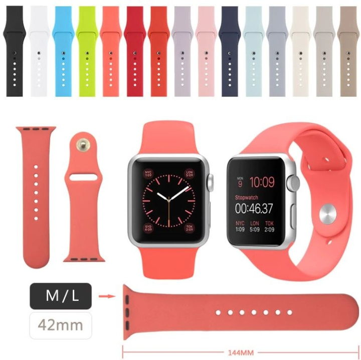 Silikonarmband till Apple Watch 42mm in the group SMARTPHONE & TABLETS / Excercise, home & leisure / Apple Watch & Accessories / Accessories at TP E-commerce Nordic AB (A21301)