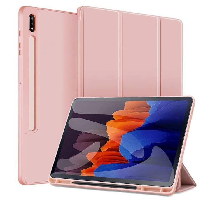 Case for Samsung Galaxy Tab S7 Plus. The front of the case can be folded so that you can have your tablet standing on the side.<br /><br /><em>NOTE! The picture is for illustrative purposes, the case comes without a pen compartment on the inside.</em><div in the group SMARTPHONE & TABLETS / Tablet cases / Samsung tablets at TP E-commerce Nordic AB (A22062)
