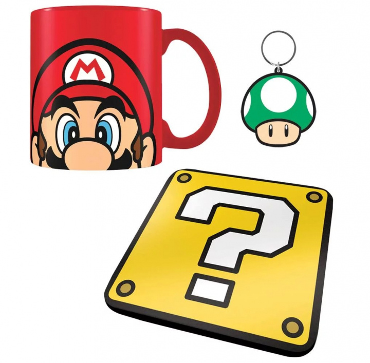 Super Mario Gift set - Mugg, Nyckelring, Underlägg in the group Sport, leisure & Hobby / Fun stuff / Cups at TP E-commerce Nordic AB (A22092)