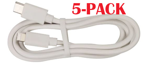 5-PACK Cable USB-C - Lightning, 2.4A, 1m, White in the group SMARTPHONE & TABLETS / Chargers & Cables / Cables / Cables Lightning at TP E-commerce Nordic AB (A22392PKT5)