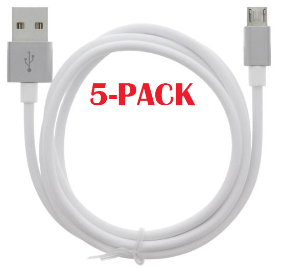 5-PACK Cable USB-A - MicroUSB 2.4A, 1m, White in the group SMARTPHONE & TABLETS / Chargers & Cables / Cables / Cables microUSB at TP E-commerce Nordic AB (A22406PKT5)