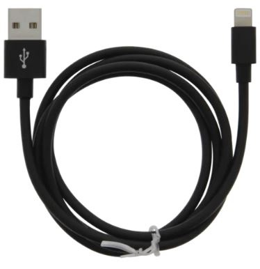 Cable USB-A - Lightning 2.4A, 1m, Black in the group SMARTPHONE & TABLETS / Chargers & Cables / Cables / Cables Lightning at TP E-commerce Nordic AB (A22407)