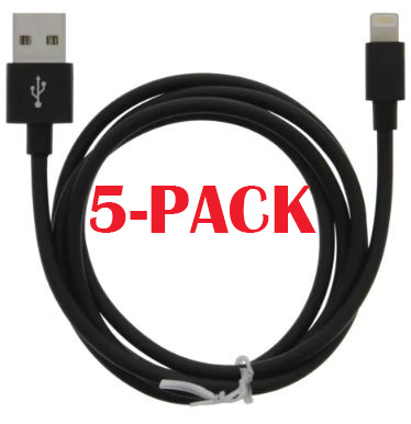 5-PACK Cable USB-A - Lightning 2.4A, 1m, Black in the group SMARTPHONE & TABLETS / Chargers & Cables / Cables / Cables Lightning at TP E-commerce Nordic AB (A22407PKT5)