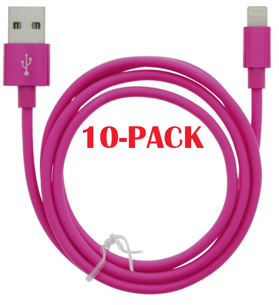 10-PACK Cable USB-A - Lightning 2.4A, 1m, Pink in the group SMARTPHONE & TABLETS / Chargers & Cables / Cables / Cables Lightning at TP E-commerce Nordic AB (A22410PKT10)