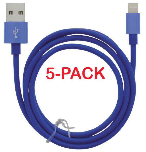 5-pack Cable USB-A - Lightning 2.4A, 1m, Blue in the group SMARTPHONE & TABLETS / Chargers & Cables / Cables / Cables Lightning at TP E-commerce Nordic AB (A22413PKT5)