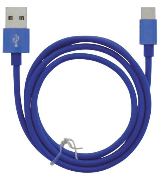 Cable USB-A - USB-C 2.4A, 1m, Blue in the group SMARTPHONE & TABLETS / Chargers & Cables / Cables / Cables Type C at TP E-commerce Nordic AB (A22414)