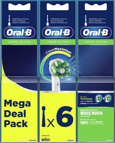 Oral-B Cross Action 6-pack in the group BEAUTY & HEALTH / Oral care / Accessories for electric toothbrushes at TP E-commerce Nordic AB (A22894)