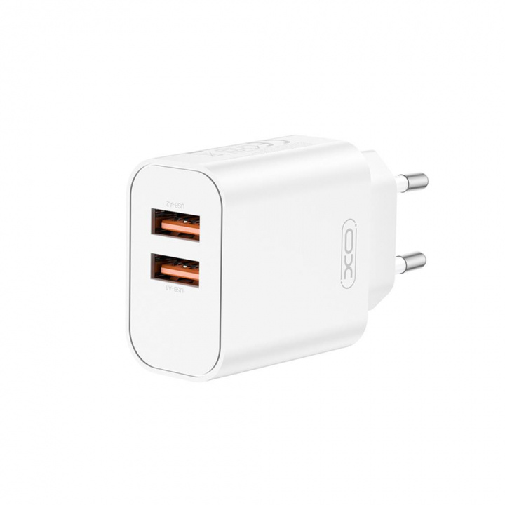 XO wall charger CE34 2x USB 2,4A white in the group SMARTPHONE & TABLETS / Chargers & Cables / Wall charger / Wall charger USB at TP E-commerce Nordic AB (A22962)