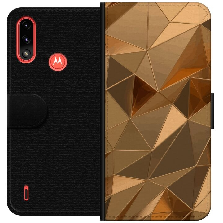 Wallet case for Motorola Moto E7 Power with 3D Gold design in the group SMARTPHONE & TABLETS / Phone cases / Motorola at TP E-commerce Nordic AB (A54446)
