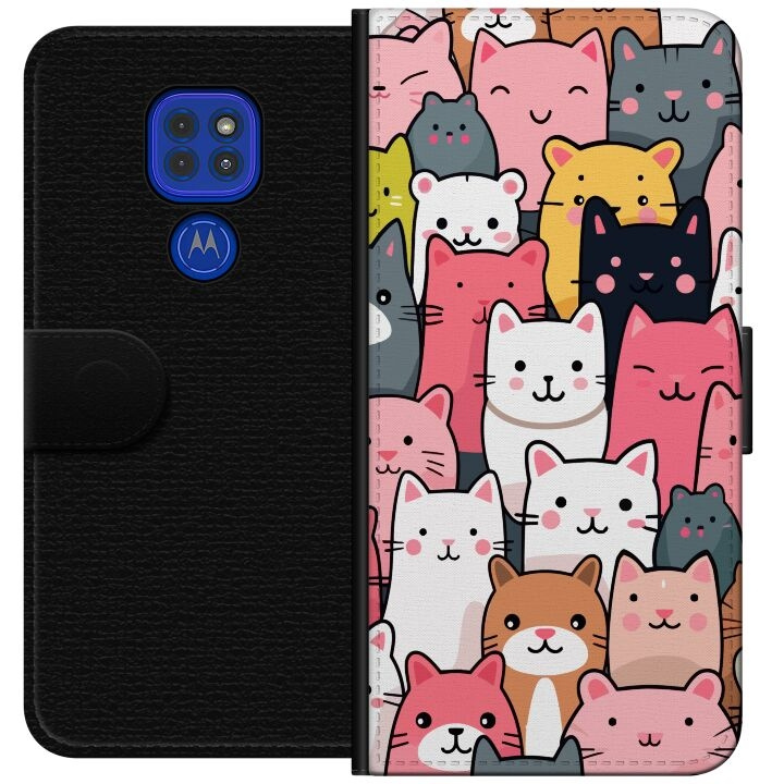 Wallet case for Motorola Moto G9 Play with Cat pattern design in the group SMARTPHONE & TABLETS / Phone cases / Motorola at TP E-commerce Nordic AB (A55591)