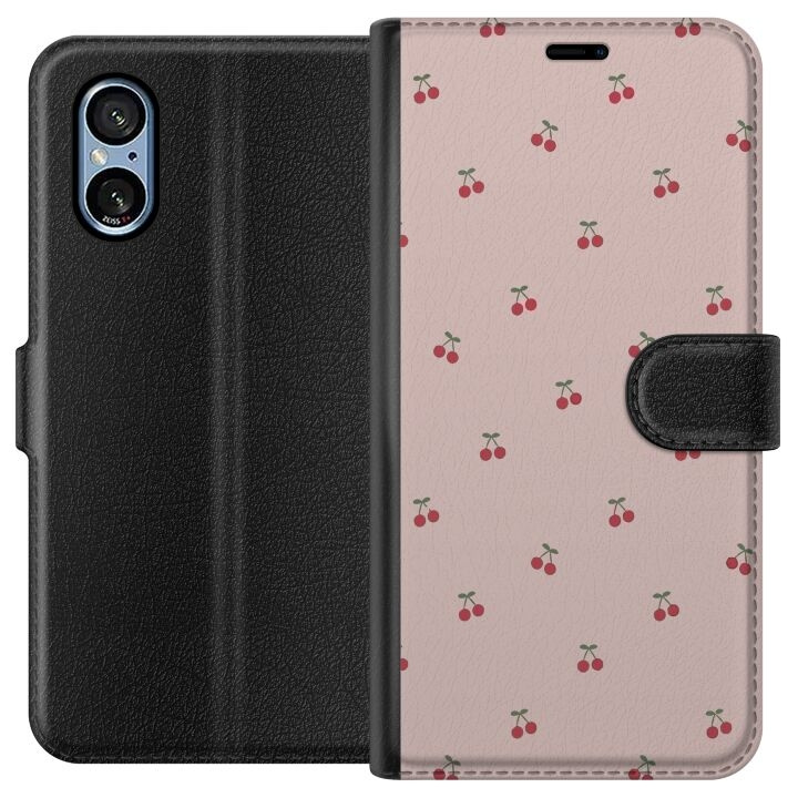 Wallet case for Sony Xperia 5 V with Cherry design in the group SMARTPHONE & TABLETS / Phone cases / Sony at TP E-commerce Nordic AB (A61530)