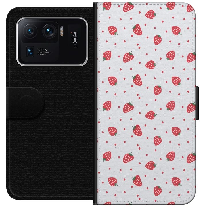 Wallet case for Xiaomi Mi 11 Ultra with Strawberries design in the group SMARTPHONE & TABLETS / Phone cases / Xiaomi at TP E-commerce Nordic AB (A64969)