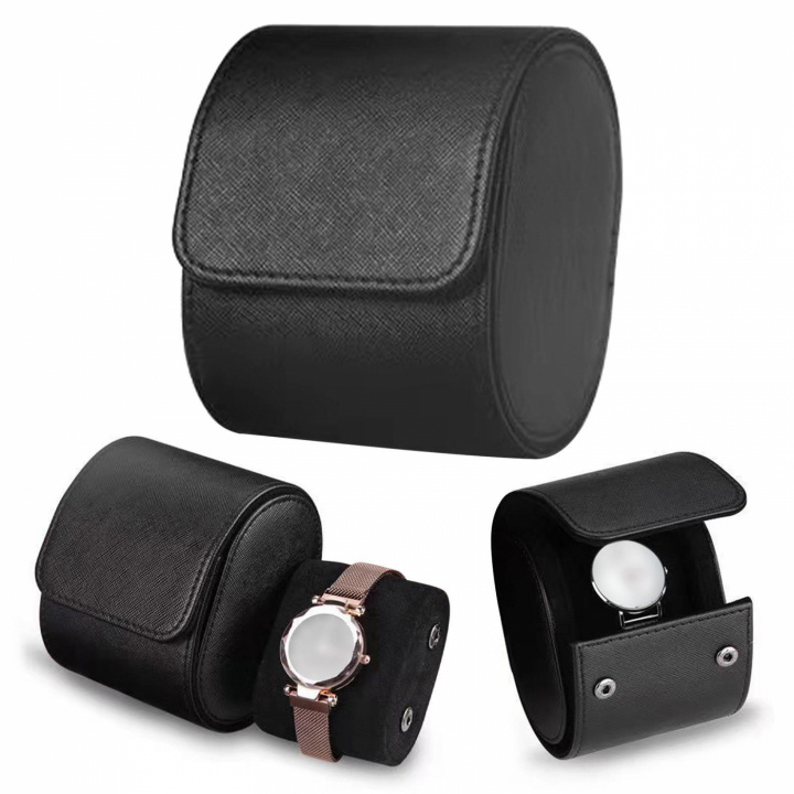 Resefodral i PU-läder 1 klocka, Svart in the group HOME, HOUSEHOLD & GARDEN / Watches & Counters / Accessories at TP E-commerce Nordic AB (A70016)
