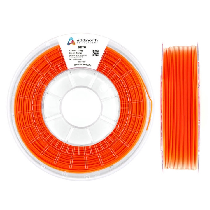 ADDNORTH PETG 1.75mm 750g Lucent Orange in the group COMPUTERS & PERIPHERALS / Printers & Accessories / Printers / 3D printers & Accessories / Tillbehör at TP E-commerce Nordic AB (C00118)