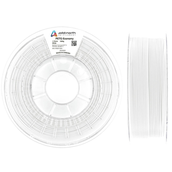 ADDNORTH PETG Economy 1.75mm 1000g White in the group COMPUTERS & PERIPHERALS / Printers & Accessories / Printers / 3D printers & Accessories / Tillbehör at TP E-commerce Nordic AB (C00128)