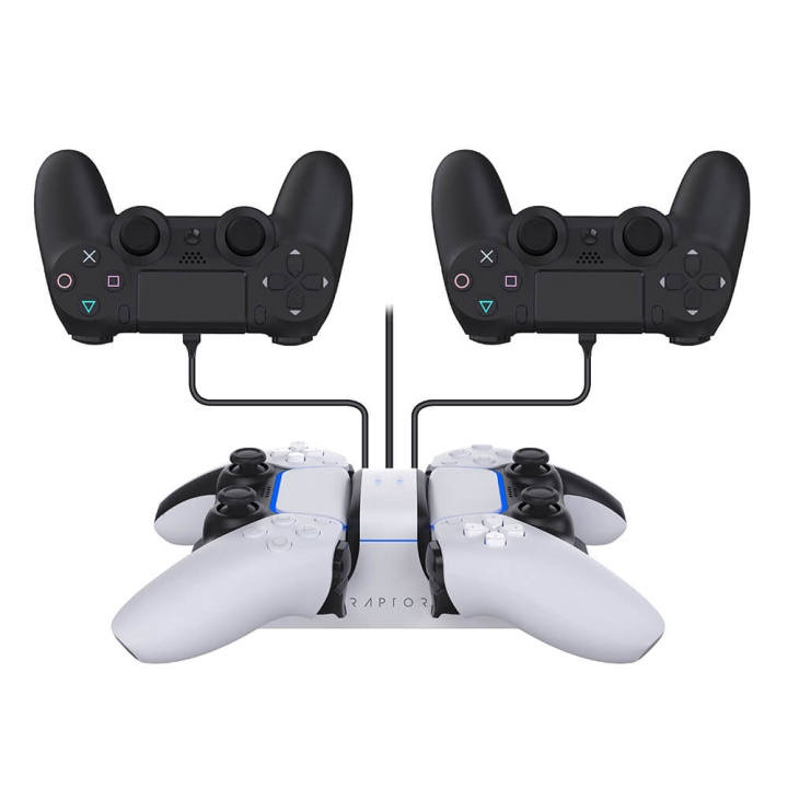 RAPTOR Charger for Controller Dual PS4/PS5 in the group HOME ELECTRONICS / Game consoles & Accessories / Sony PlayStation 5 / Accessories at TP E-commerce Nordic AB (C00839)