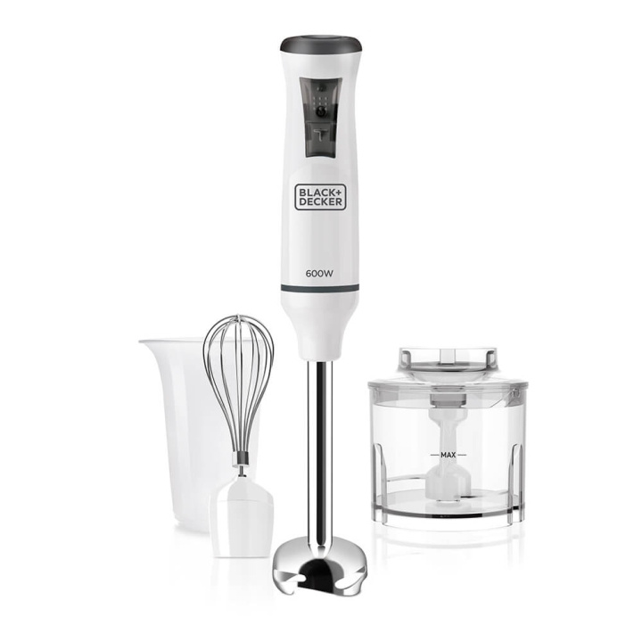 BLACK+DECKER Hand Blender With Accessories 600W White in the group HOME, HOUSEHOLD & GARDEN / Household appliances / Food processor & Kitchen appliances / Hand blenders at TP E-commerce Nordic AB (C01483)
