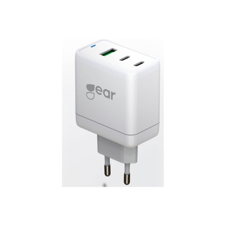 Gear Charger GAN 220V 2xUSB-C + 1xUSB-A PD/PPS 65W White in the group SMARTPHONE & TABLETS / Chargers & Cables / Wall charger / Wall charger USB-C at TP E-commerce Nordic AB (C02242)