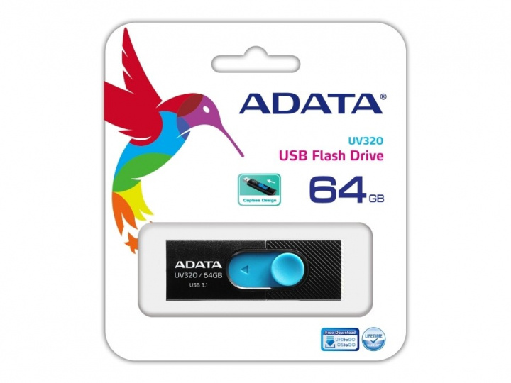 ADATA UV320 64GB Black/Blue USB3.1 in the group HOME ELECTRONICS / Storage media / USB memory / USB 3.1 at TP E-commerce Nordic AB (C02533)