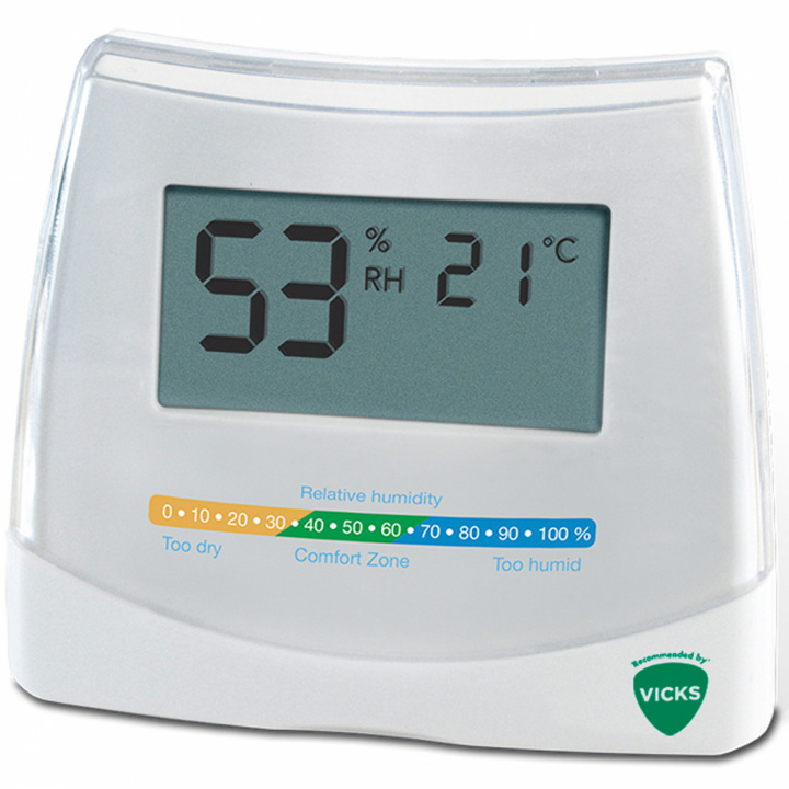 <p><strong>2-in-1 Hygrometer and Thermometer - Measures room humidity and temperature for better indoor comfort</strong></p><p>- Helps to maintain a humidity level between 40-60%, which is the optimal level to reduce virus life on surfaces and in the air* in the group HOME, HOUSEHOLD & GARDEN / Fans & Climate products / Thermometers & Weather stations at TP E-commerce Nordic AB (C02825)
