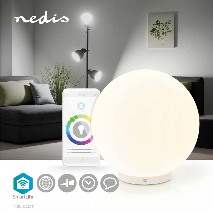 Nedis SmartLife Mood Light | Wi-Fi | Round | | 360 lm | RGB / Warm to Cool White | 2700 - 6500 K | 5 W | Glass | 1 pcs in the group HOME, HOUSEHOLD & GARDEN / Smart home / Smart Lights at TP E-commerce Nordic AB (C03289)