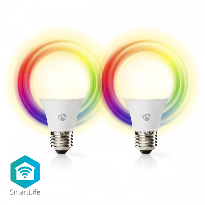 Nedis SmartLife Full Colour LED Bulb | Wi-Fi | E27 | 806 lm | 9 W | RGB / Warm to Cool White | 2700 - 6500 K | Android™ / IOS | Bulb | 2 pcs in the group HOME, HOUSEHOLD & GARDEN / Smart home / Smart Lights at TP E-commerce Nordic AB (C03307)