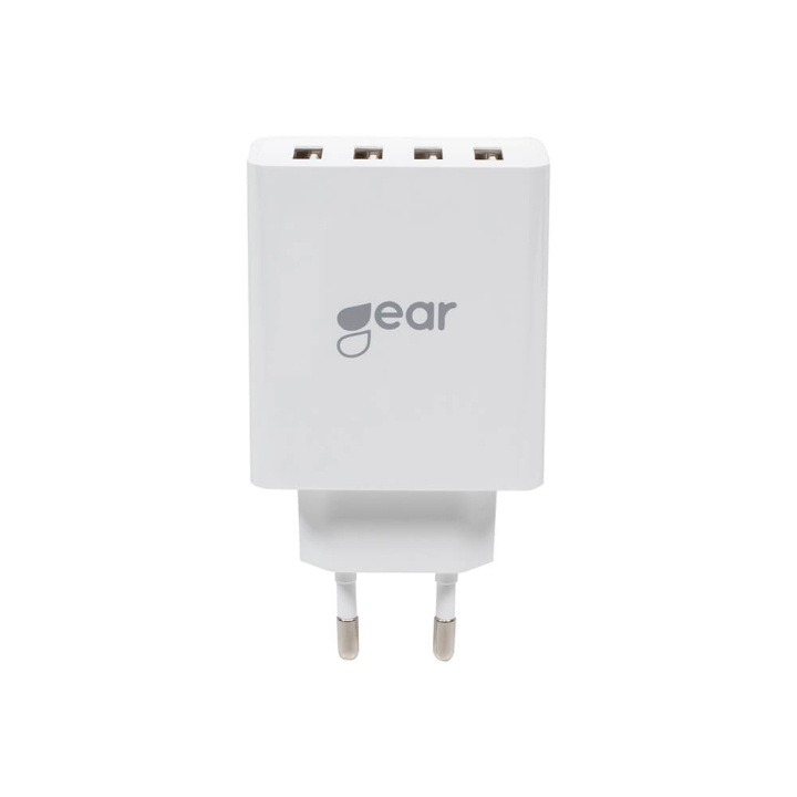GEAR Charger 220V 4xUSB-A 5A/25W White in the group SMARTPHONE & TABLETS / Chargers & Cables / Wall charger / Wall charger USB at TP E-commerce Nordic AB (C03736)