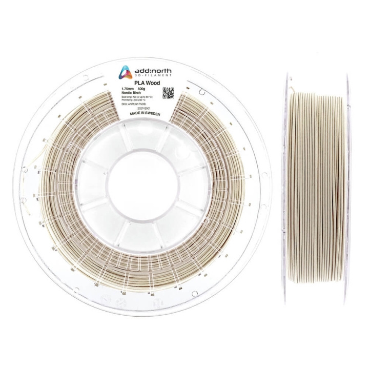 ADDNORTH PLA Wood 1.75mm 500g Nordic Birch in the group COMPUTERS & PERIPHERALS / Printers & Accessories / Printers / 3D printers & Accessories / Tillbehör at TP E-commerce Nordic AB (C03752)