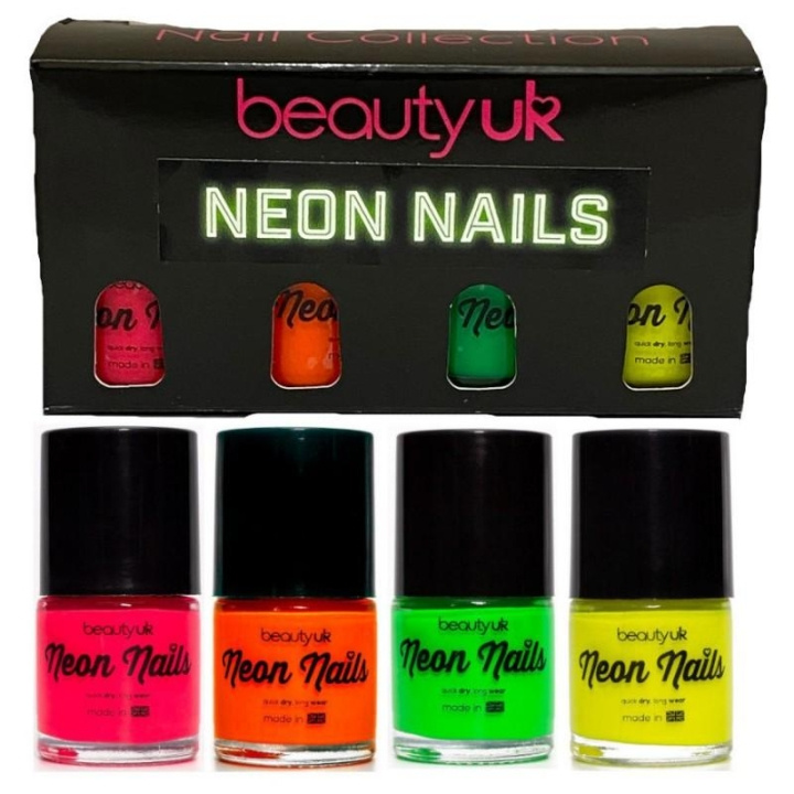 Beauty UK Neon Nail Polish Set 1 4x9ml in the group BEAUTY & HEALTH / Manicure / Pedicure / Nail polish at TP E-commerce Nordic AB (C04139)
