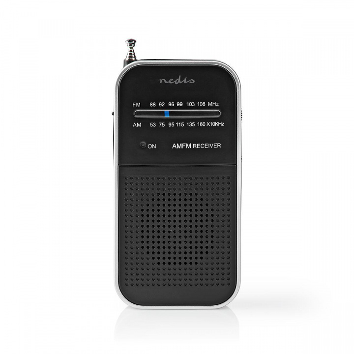 Nedis FM Radio | Portable Design | AM / FM | Battery Powered | Analogue | 1.5 W | Black White Screen | Headphone output | IP20 | Aluminium / Black in the group HOME ELECTRONICS / Audio & Picture / Home cinema, Hifi & Portable / Radio & Alarm clocks / Radio at TP E-commerce Nordic AB (C04392)