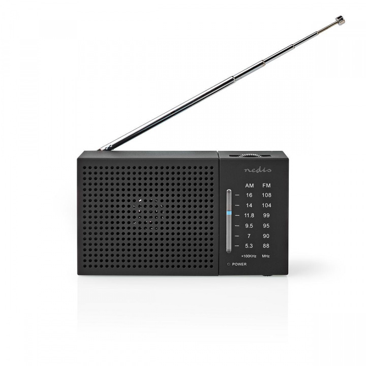 Nedis FM Radio | Portable Design | AM / FM | Battery Powered | Analogue | 1.5 W | Black White Screen | Headphone output | IP20 | Black in the group HOME ELECTRONICS / Audio & Picture / Home cinema, Hifi & Portable / Radio & Alarm clocks / Radio at TP E-commerce Nordic AB (C04393)