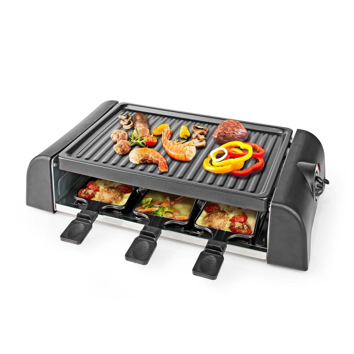 Nedis Gourmet / Raclette | Grill | 6 Persons | Spatula | Temperature setting | Non stick coating | Rectangle in the group HOME, HOUSEHOLD & GARDEN / Household appliances / Toasters & Bread grills / Table grills & Raclette at TP E-commerce Nordic AB (C04615)