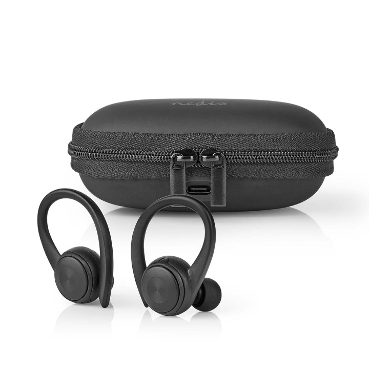 Nedis Fully Wireless Earphones | Bluetooth® | Battery play time: 4 hrs | Press Control | Charging case | Built-in microphone | Voice control support | Ear hooks | Black in the group HOME ELECTRONICS / Audio & Picture / Headphones & Accessories / Headphones at TP E-commerce Nordic AB (C04784)