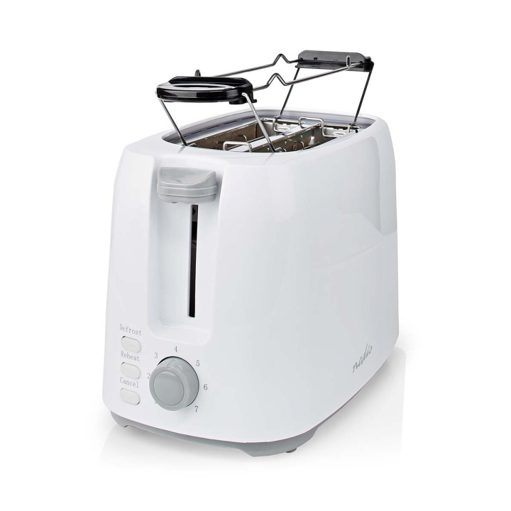 Nedis Toaster | 2 Slots | Browning levels: 7 | Defrost feature | Bun rack | White in the group HOME, HOUSEHOLD & GARDEN / Household appliances / Toasters & Bread grills / Toasters at TP E-commerce Nordic AB (C04815)