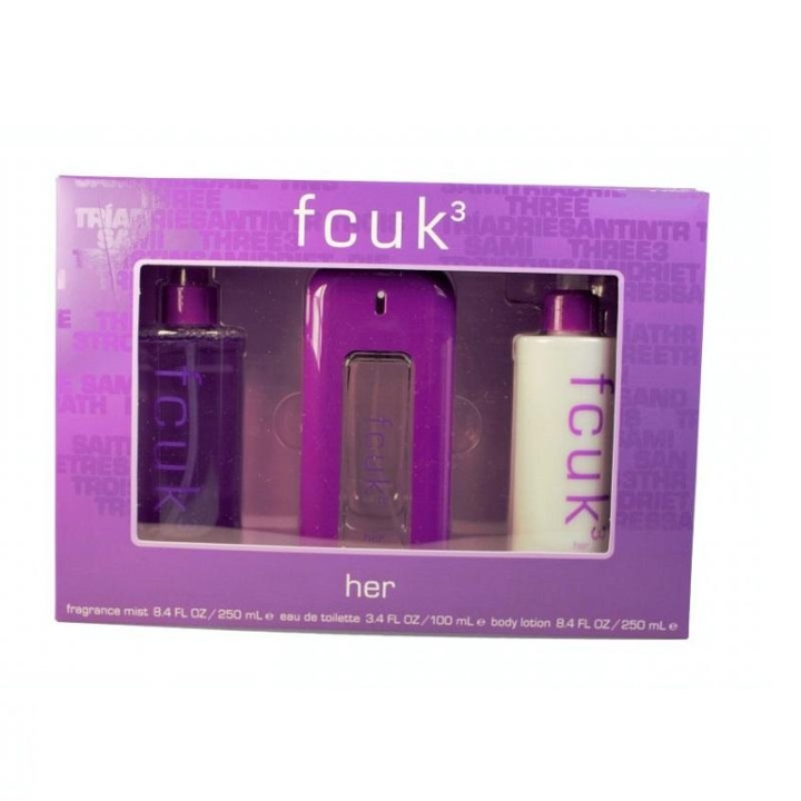 FCUK 3 Her Edt 100ml + Fragrance Mist 250ml + Body Lotion 250ml in the group BEAUTY & HEALTH / Gift sets / Gift sets for her at TP E-commerce Nordic AB (C04910)