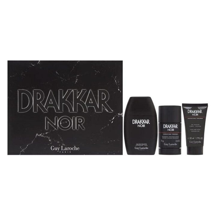 Giftset Guy Laroche Drakkar Noir Edt 100ml + Shower Gel 50ml + Deostick 75ml in the group BEAUTY & HEALTH / Gift sets / Gift sets for him at TP E-commerce Nordic AB (C04911)