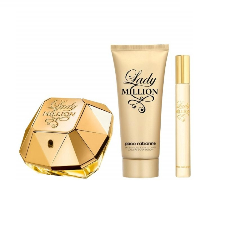 Giftset Paco Rabanne Lady Million Edp 80ml + 10ml + Bodylotion 100ml in the group BEAUTY & HEALTH / Fragrance & Perfume / Perfumes / Perfume for her at TP E-commerce Nordic AB (C04932)