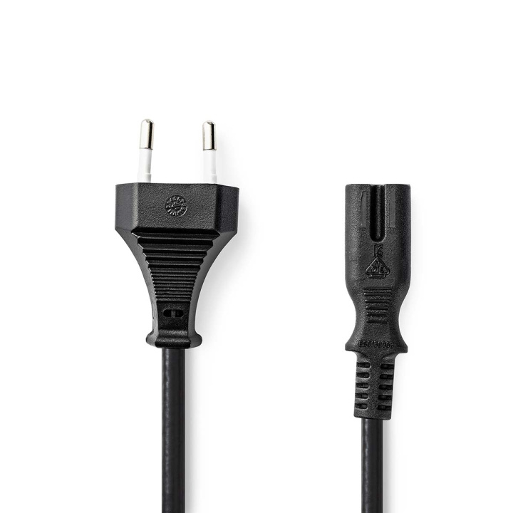Nedis Power Cable | Euro Male | IEC-320-C7 | Straight | Straight | Nickel Plated | 2.00 m | Flat | PVC | Black | Envelope in the group COMPUTERS & PERIPHERALS / Computer cables / Device kable at TP E-commerce Nordic AB (C05219)