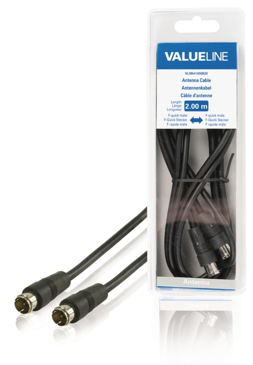 Antenna Cable F-Male Quick - F-Male Quick 2.00 m Black in the group HOME ELECTRONICS / Cables & Adapters / Antenna cables & Accessories / Antenna cables at TP E-commerce Nordic AB (C06053)
