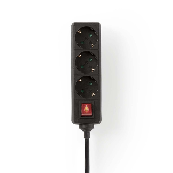 Nedis Extension Socket | Type F (CEE 7/7) | 3-Way | 1.50 m | 3680 W | 16 A | Kind of grounding: Side Contacts | 230 V AC 50/60 Hz | Socket angle: 45 ° | H05VV-F 3G1.5mm² | On/Off switch | Black in the group HOME, HOUSEHOLD & GARDEN / Electricity & Lighting / Power strips at TP E-commerce Nordic AB (C06105)