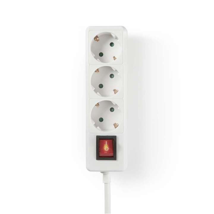 Nedis Extension Socket | Type F (CEE 7/7) | 3-Way | 1.50 m | 3680 W | 16 A | Kind of grounding: Side Contacts | 230 V AC 50/60 Hz | Socket angle: 45 ° | H05VV-F 3G1.5mm² | On/Off switch | White in the group HOME, HOUSEHOLD & GARDEN / Electricity & Lighting / Power strips at TP E-commerce Nordic AB (C06106)