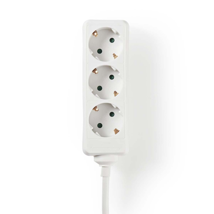 Nedis Extension Socket | Type F (CEE 7/7) | 3-Way | 3.00 m | 3680 W | 16 A | Kind of grounding: Side Contacts | 230 V AC 50/60 Hz | Socket angle: 45 ° | H05VV-F 3G1.5mm² | White in the group HOME, HOUSEHOLD & GARDEN / Electricity & Lighting / Power strips at TP E-commerce Nordic AB (C06110)