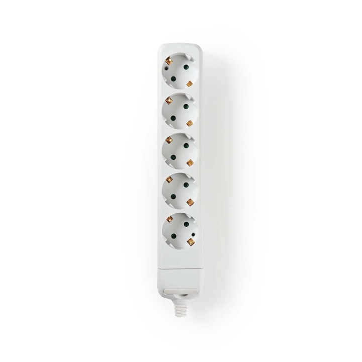 Nedis Extension Socket | Type F (CEE 7/7) | 5-Way | 3680 W | 16 A | Kind of grounding: Side Contacts | 230 V AC 50/60 Hz | Socket angle: 45 ° | No Cable Included | White in the group HOME, HOUSEHOLD & GARDEN / Electricity & Lighting / Power strips at TP E-commerce Nordic AB (C06240)