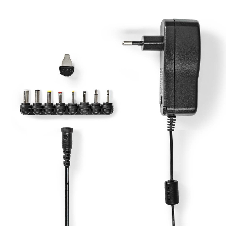 Nedis Universal AC Power Adapter | 18 W | 3 - 12 V DC | 1.10 m | 1.5 A | 8 plug(s) | Black in the group HOME, HOUSEHOLD & GARDEN / Electricity & Lighting / Power adapters at TP E-commerce Nordic AB (C06250)